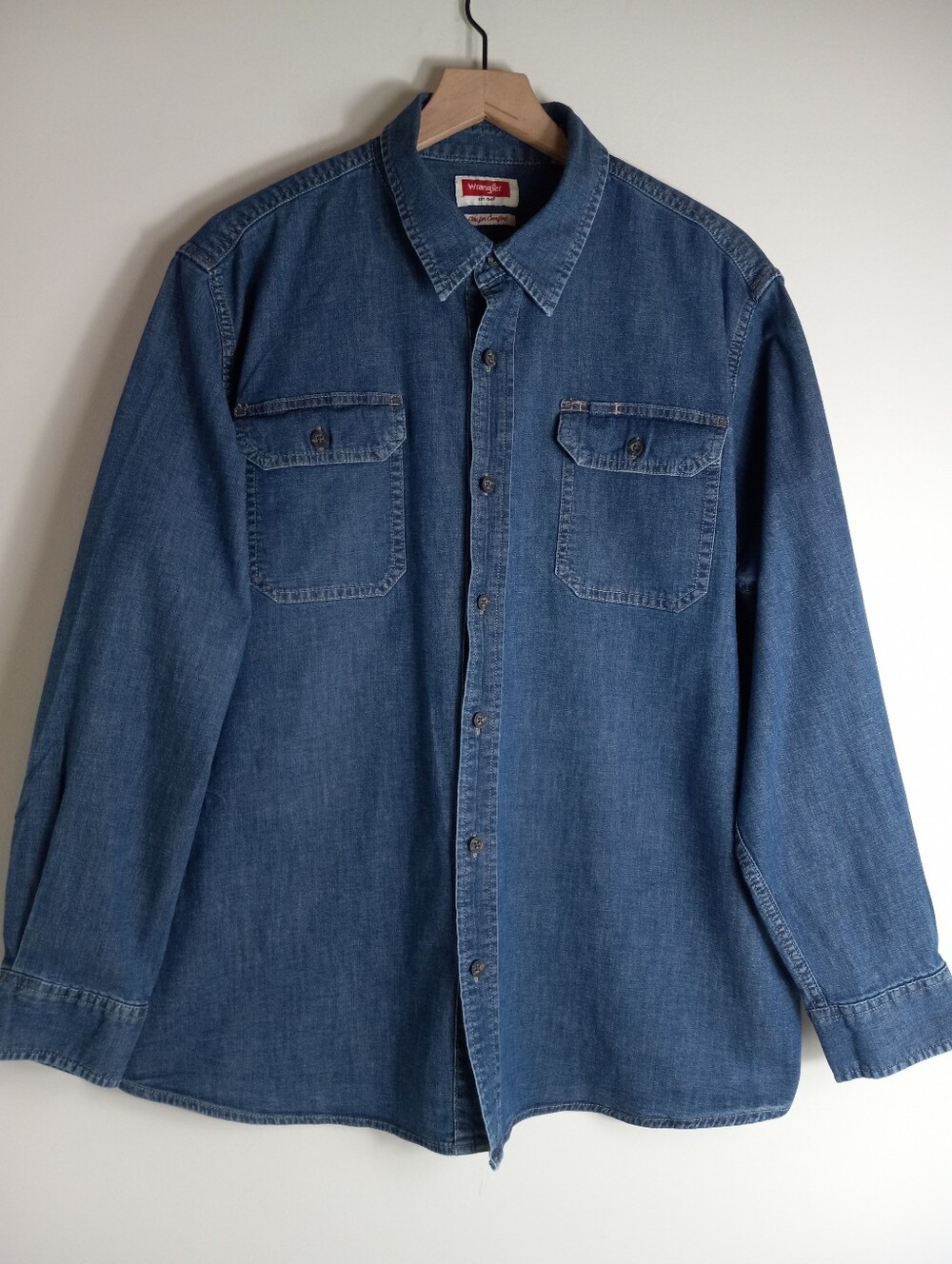 Wrangler Denim Button Up Shirt Size  XL Flex For Comfort Button Front Pockets